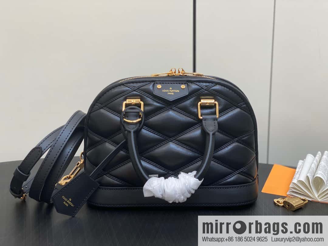 [Premium‑quality] M23666 black rhombus, full leather shell bag series Alma BB shell handbag