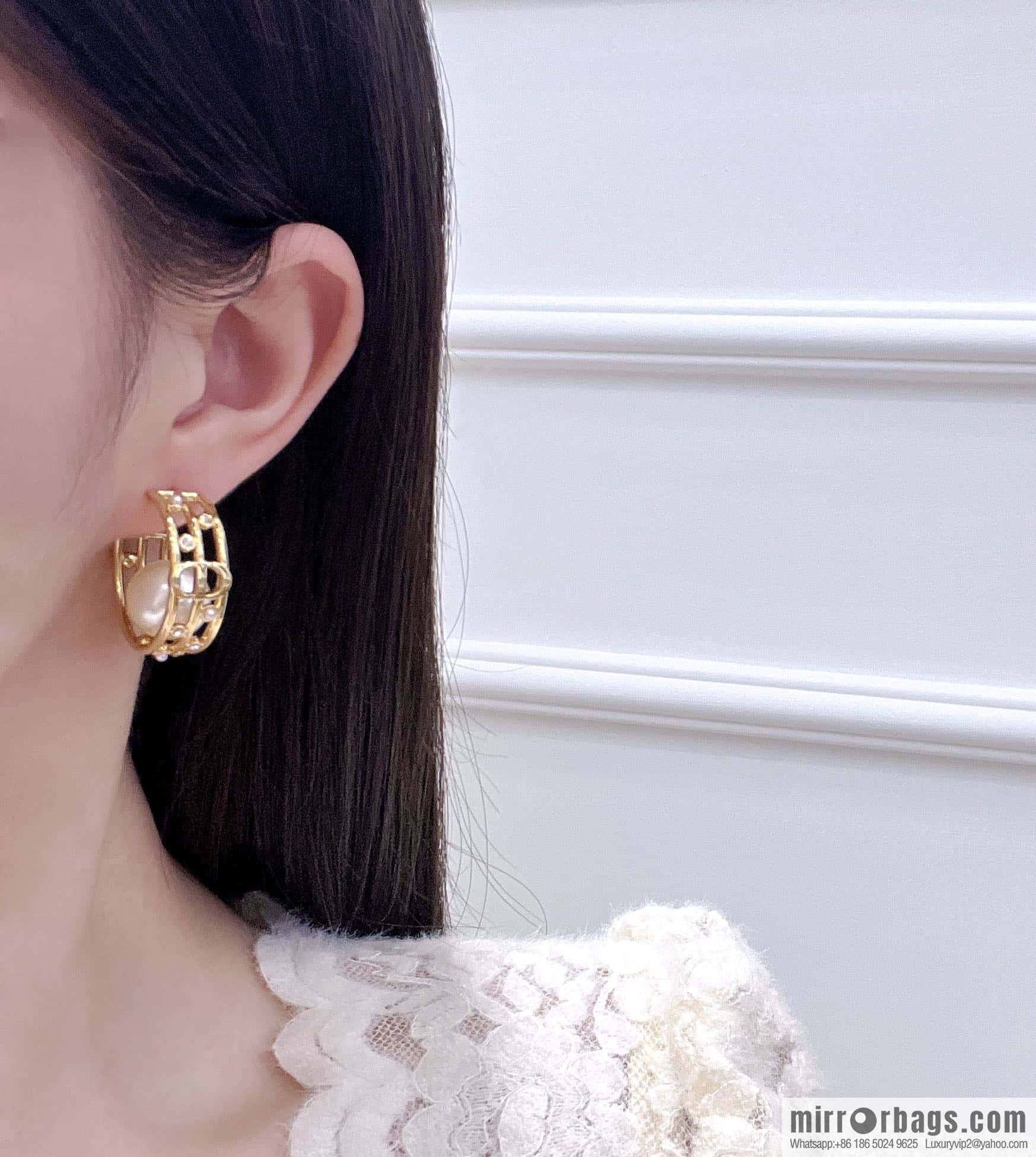 New ☑️ Dior Semicircular Pearl Earrings Earrings