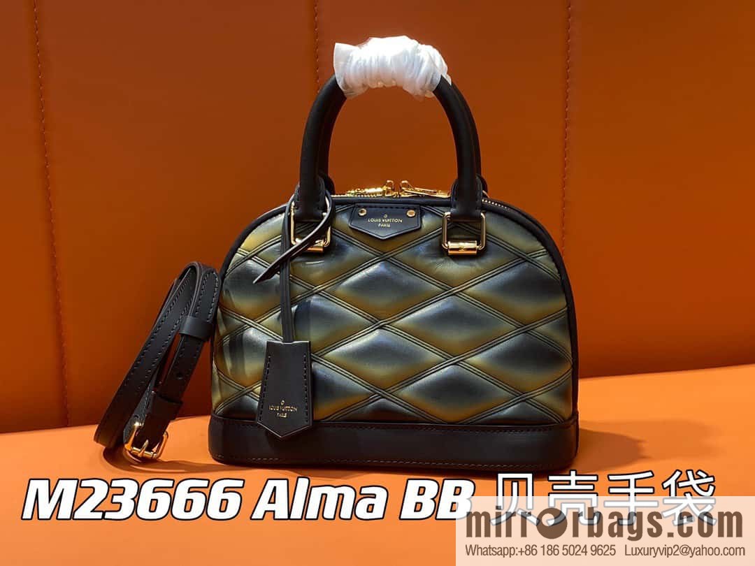 [Premium‑quality] M23666 gradual change diamond, full leather shell bag series Alma BB shell handbag