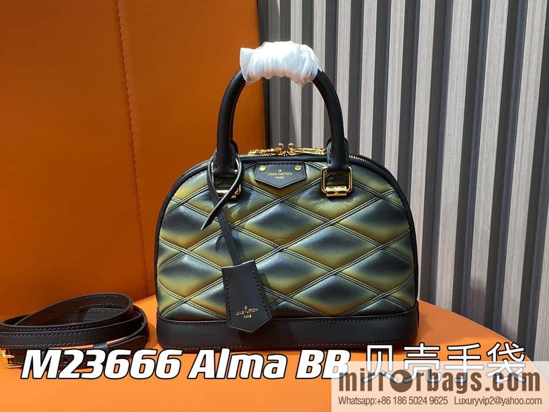 [Premium‑quality] M23666 gradual change diamond, full leather shell bag series Alma BB shell handbag