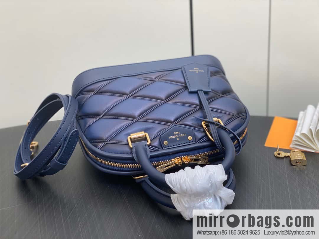 [Premium‑quality] M23666 dark blue rhombus, full leather shell bag series Alma BB shell handbag