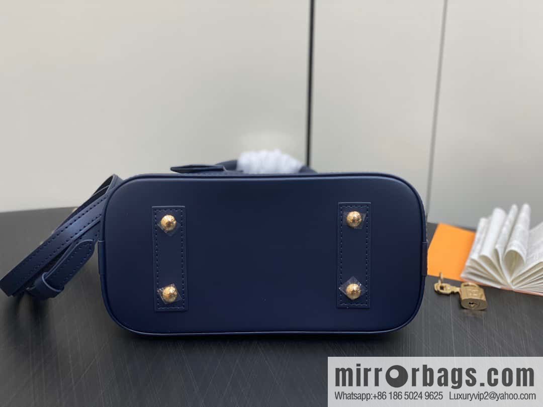[Premium‑quality] M23666 dark blue rhombus, full leather shell bag series Alma BB shell handbag