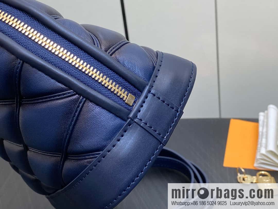 [Premium‑quality] M23666 dark blue rhombus, full leather shell bag series Alma BB shell handbag