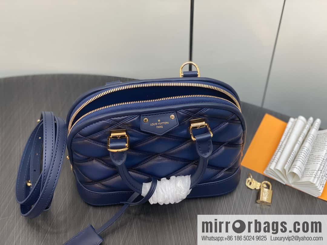 [Premium‑quality] M23666 dark blue rhombus, full leather shell bag series Alma BB shell handbag