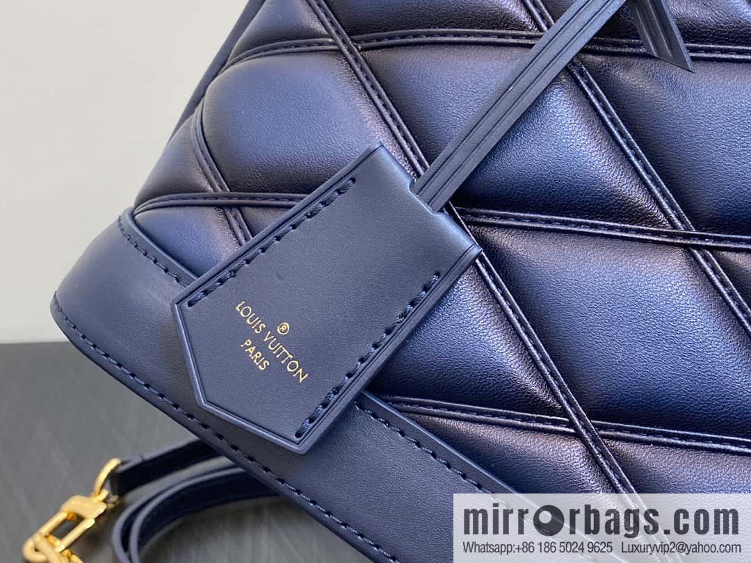 [Premium‑quality] M23666 dark blue rhombus, full leather shell bag series Alma BB shell handbag