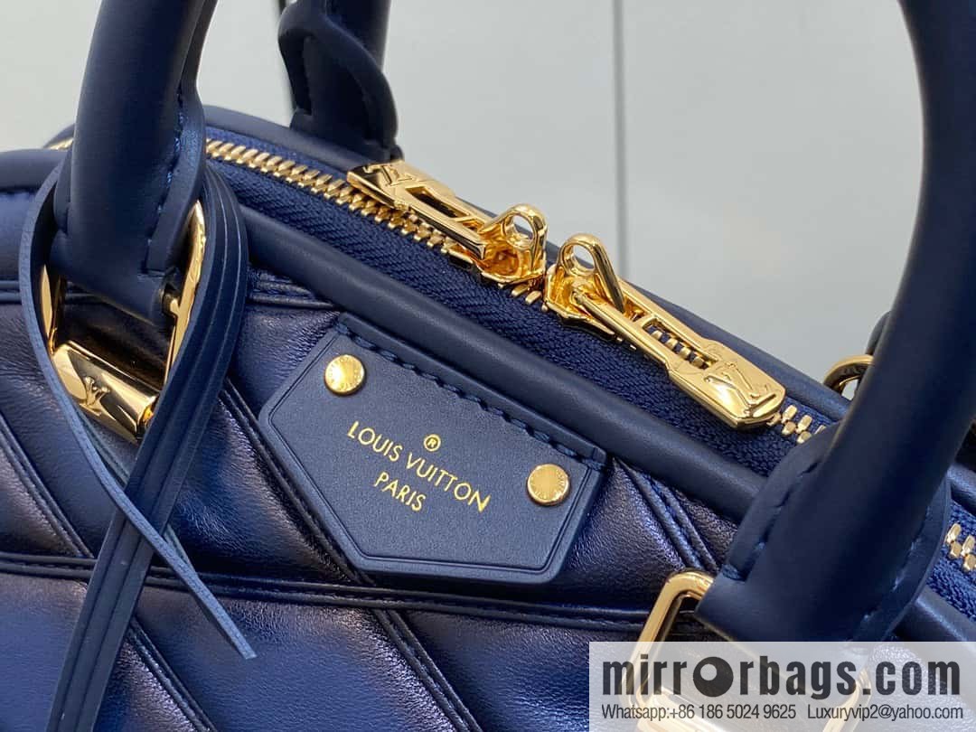 [Premium‑quality] M23666 dark blue rhombus, full leather shell bag series Alma BB shell handbag