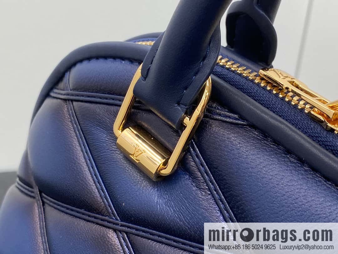 [Premium‑quality] M23666 dark blue rhombus, full leather shell bag series Alma BB shell handbag