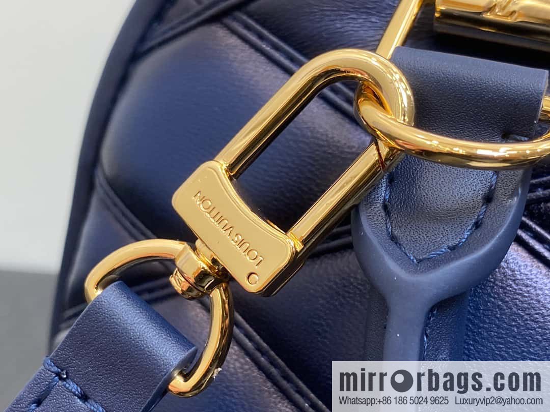 [Premium‑quality] M23666 dark blue rhombus, full leather shell bag series Alma BB shell handbag