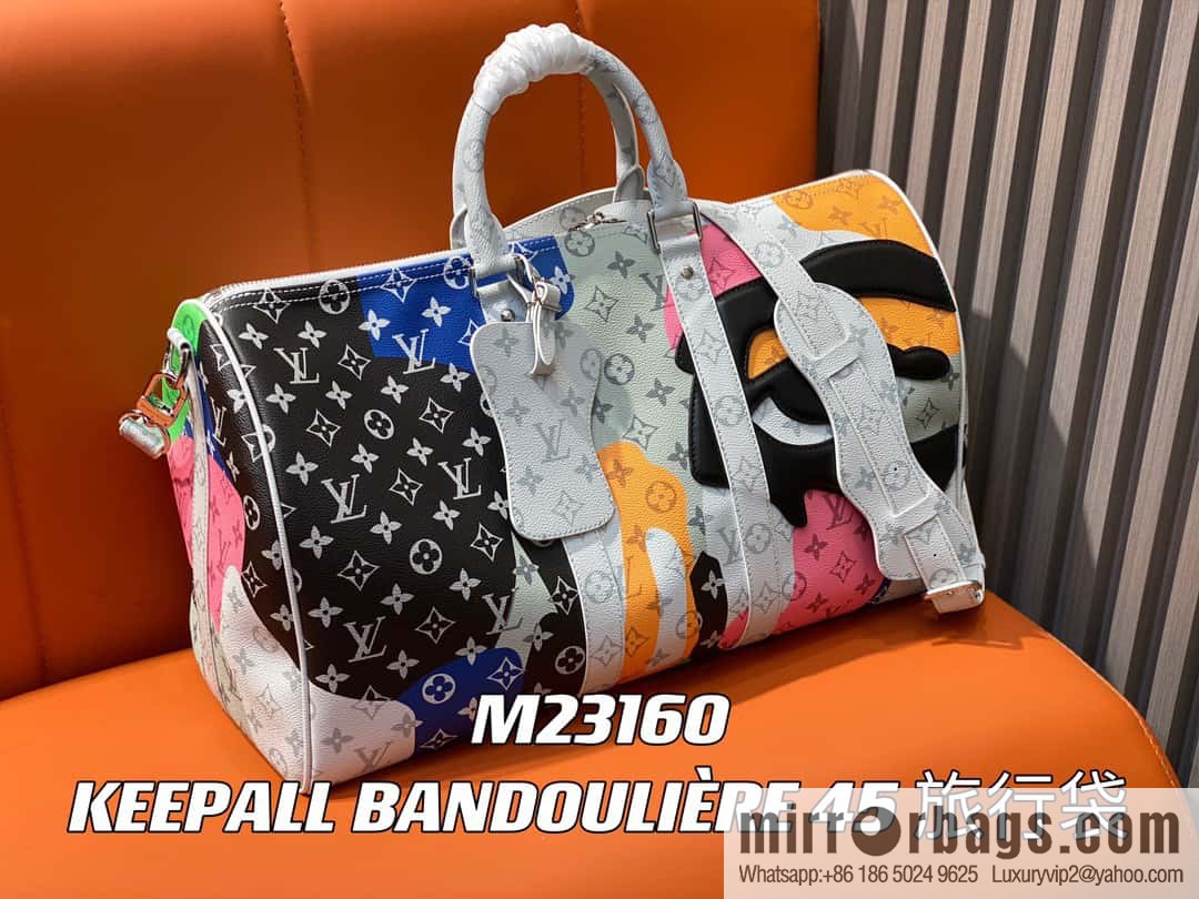 [Boutique‑grade] M23160 white flower (eye series) travel bag series KEEPALL BANDOULIZRE 45 travel bag