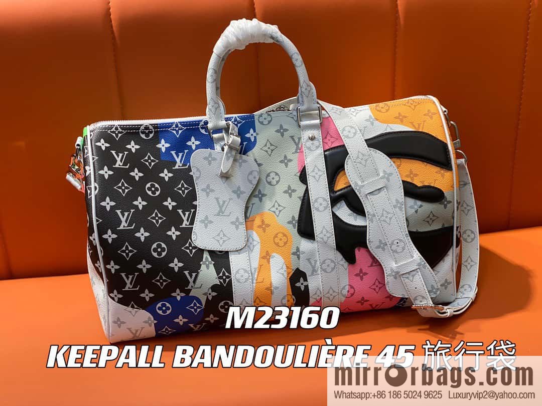 [Boutique‑grade] M23160 white flower (eye series) travel bag series KEEPALL BANDOULIZRE 45 travel bag