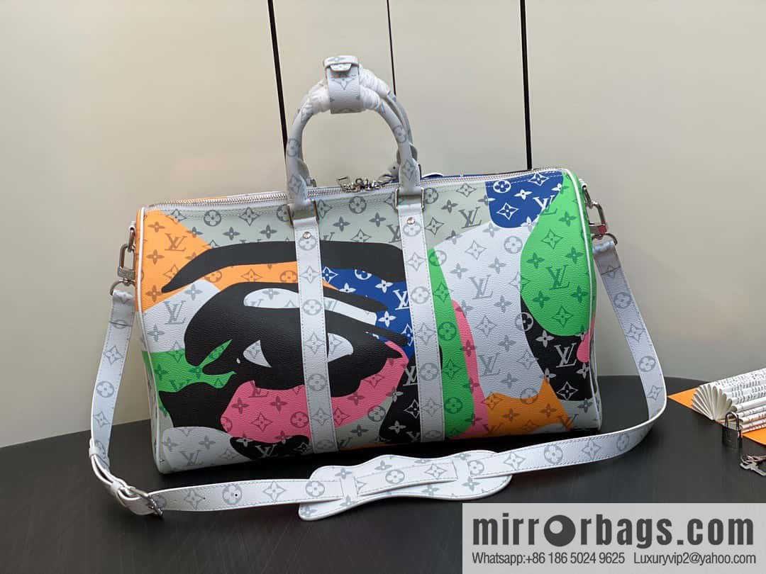[Boutique‑grade] M23160 white flower (eye series) travel bag series KEEPALL BANDOULIZRE 45 travel bag