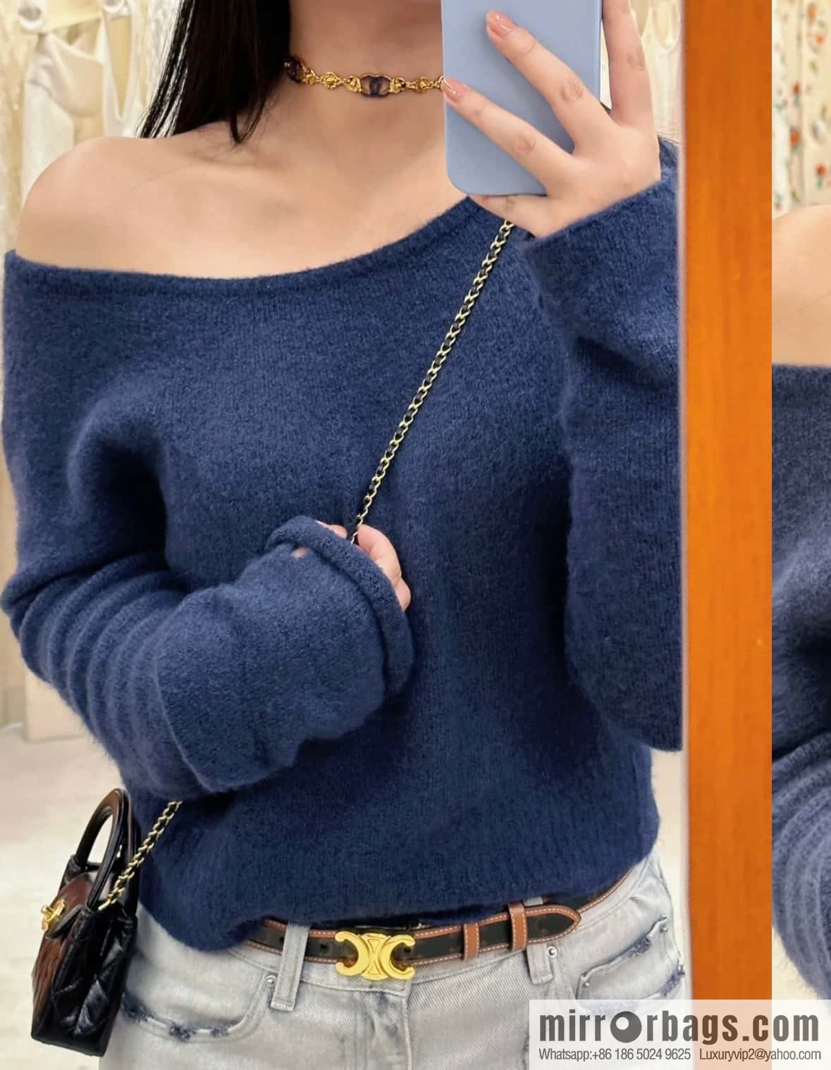 ❗️New ❗️☀️ New ☑️ Chanel Denim Double C Button Necklace ☀️