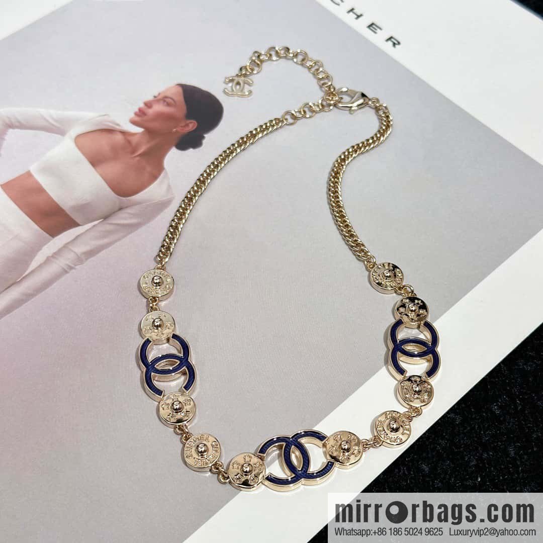 ❗️New ❗️☀️ New ☑️ Chanel Denim Double C Button Necklace ☀️