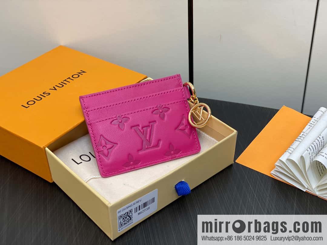 [Boutique‑grade] M82738 rose red, full leather card holder wallet series Card holder card holder