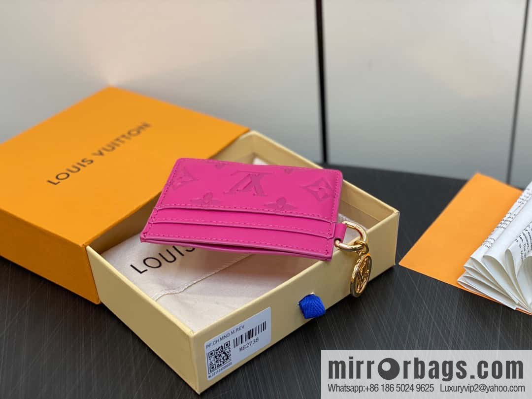 [Boutique‑grade] M82738 rose red, full leather card holder wallet series Card holder card holder