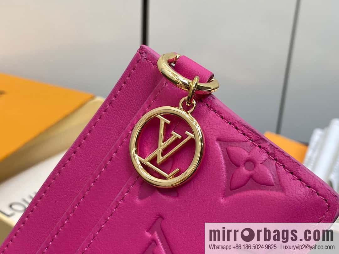 [Boutique‑grade] M82738 rose red, full leather card holder wallet series Card holder card holder