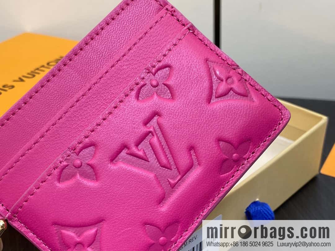 [Boutique‑grade] M82738 rose red, full leather card holder wallet series Card holder card holder
