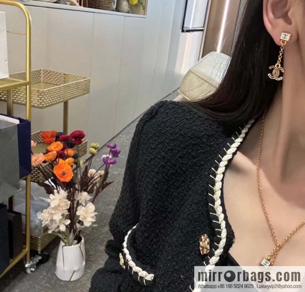 ❗️New ❗️☀️ New ☑️ Chanel Double C Tassel Square Oil Drop Necklace ☀️