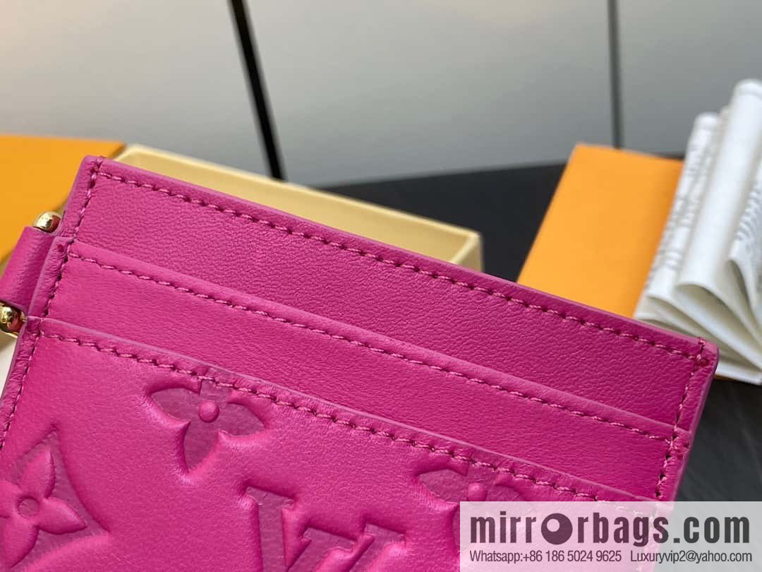 [Boutique‑grade] M82738 rose red, full leather card holder wallet series Card holder card holder