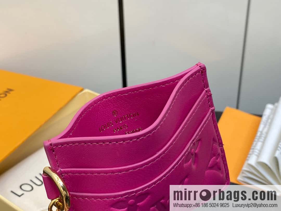 [Boutique‑grade] M82738 rose red, full leather card holder wallet series Card holder card holder