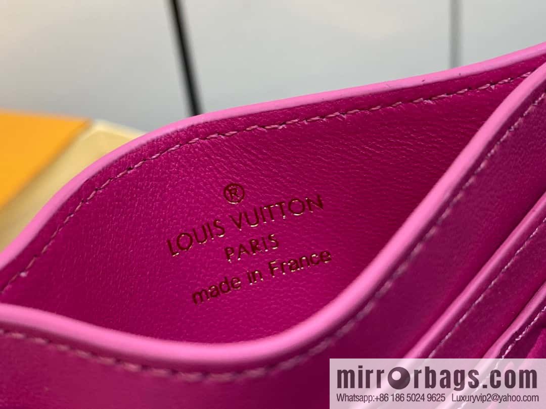[Boutique‑grade] M82738 rose red, full leather card holder wallet series Card holder card holder