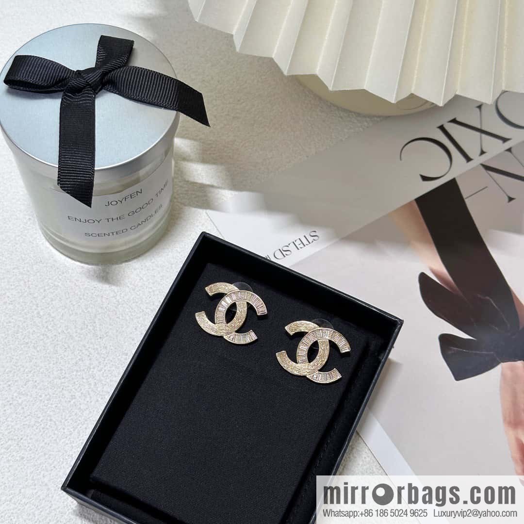 ❗️New ❗️☀️ New ☑️ Chanel c1 double c square diamond stud earrings ☀️