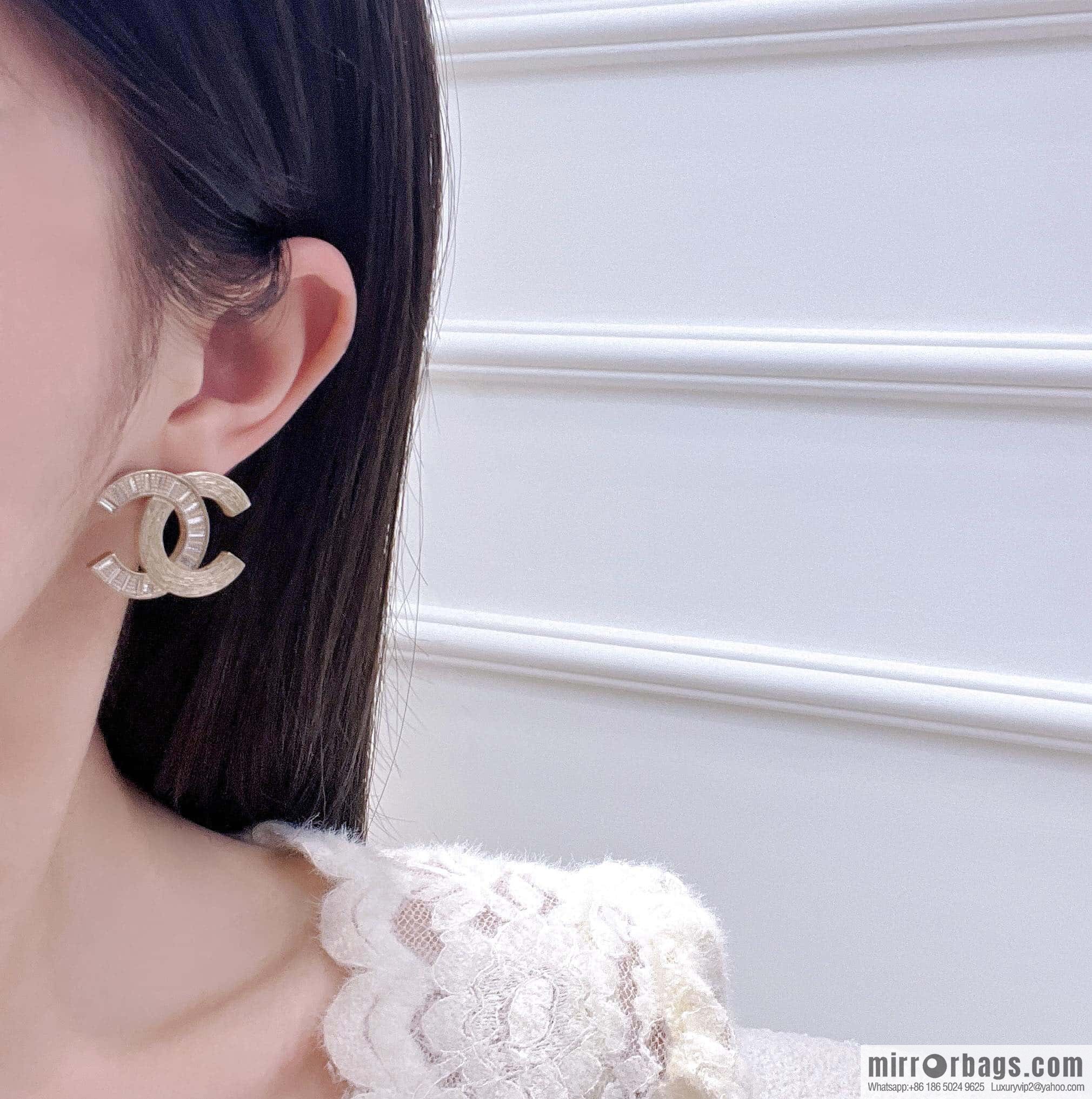 ❗️New ❗️☀️ New ☑️ Chanel c1 double c square diamond stud earrings ☀️