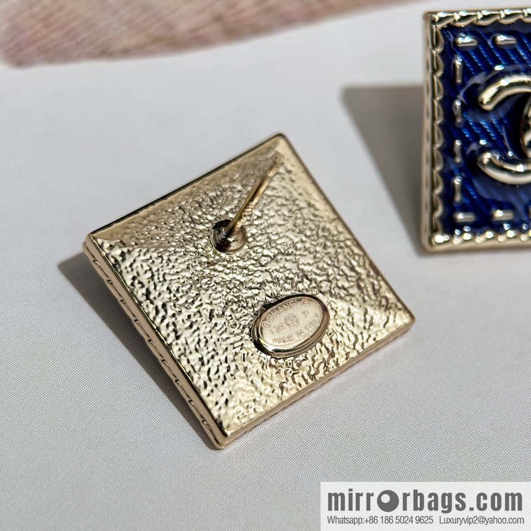 ❗️New ❗️☀️ new ☑️ chanel c1 double c denim square stud earrings ☀️