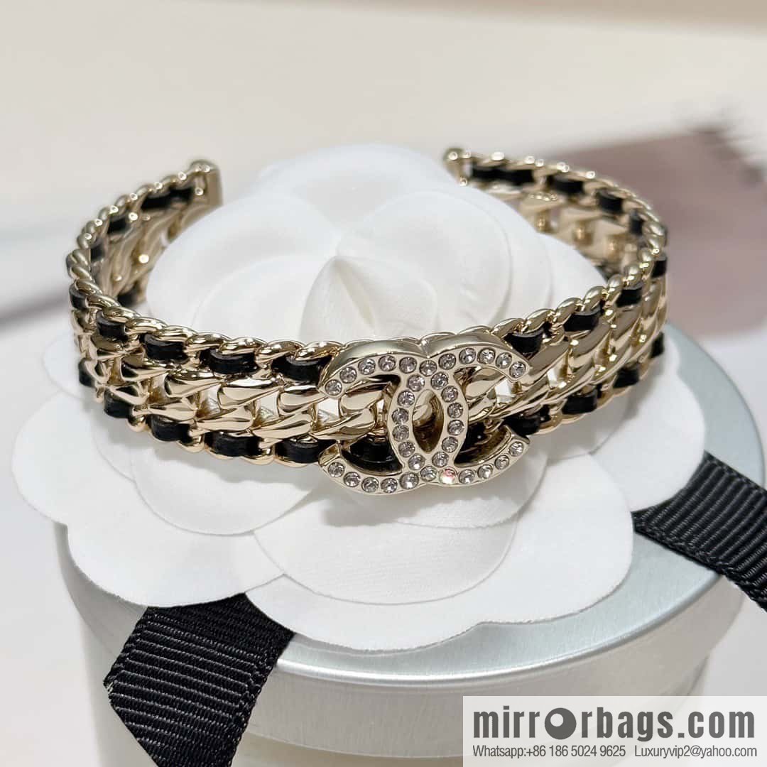 ❗️New ❗️☀️ New ☑️ Chanel Double C Black Leather Rope Opening Bracelet Bracelet ☀️