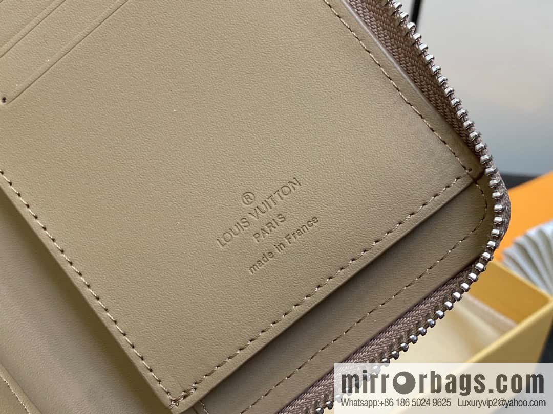 [Premium‑quality] M81810 apricot, full leather, single zipper wallet series Zippy Aer zipper wallet m81767 81743 LV Aerogram leather (fabric) zipper wallet