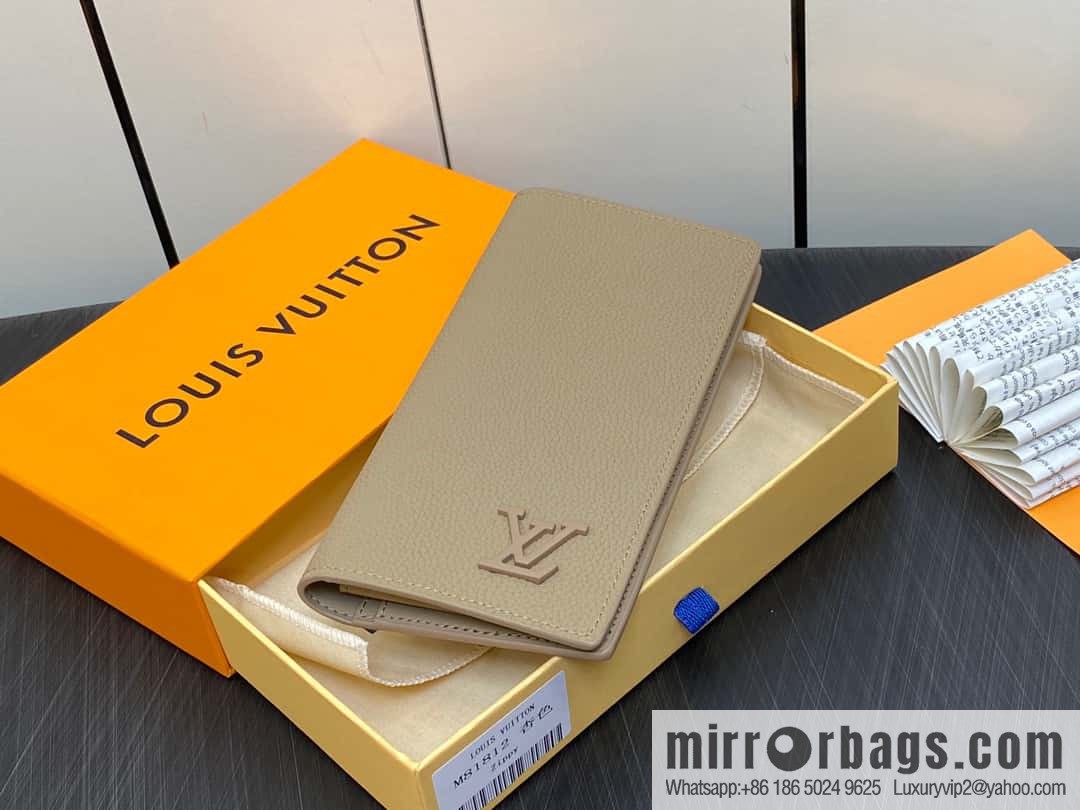 [Boutique‑grade] M81812 apricot, full leather suit wallet series Brazza Aer wallet m81810 69980 apricot, new LV Aerogram Brazza wallet