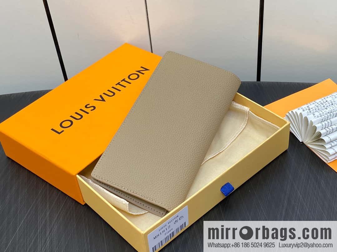 [Boutique‑grade] M81812 apricot, full leather suit wallet series Brazza Aer wallet m81810 69980 apricot, new LV Aerogram Brazza wallet