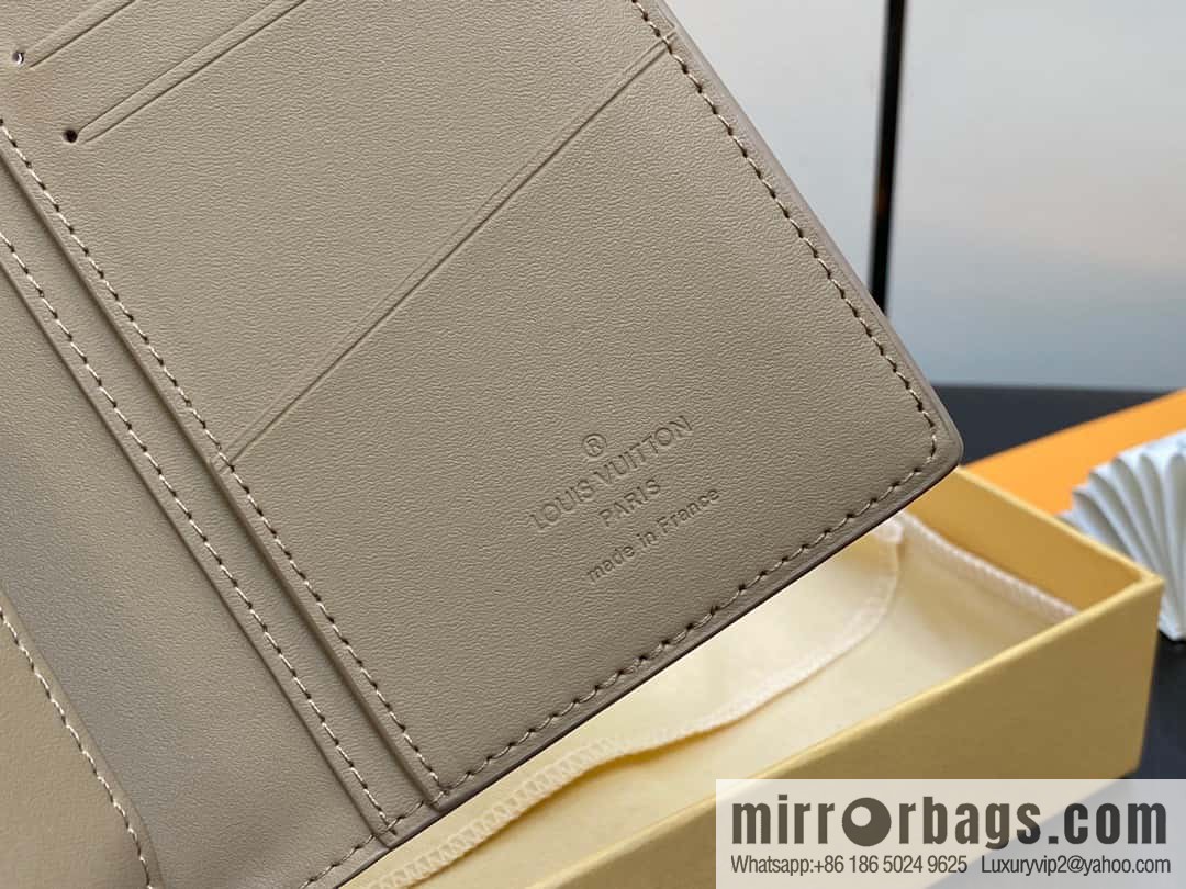 [Boutique‑grade] M81812 apricot, full leather suit wallet series Brazza Aer wallet m81810 69980 apricot, new LV Aerogram Brazza wallet