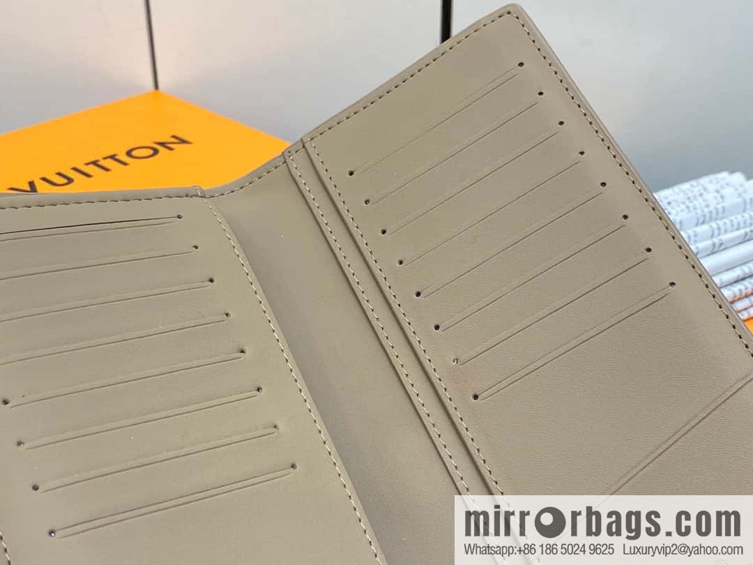 [Boutique‑grade] M81812 apricot, full leather suit wallet series Brazza Aer wallet m81810 69980 apricot, new LV Aerogram Brazza wallet