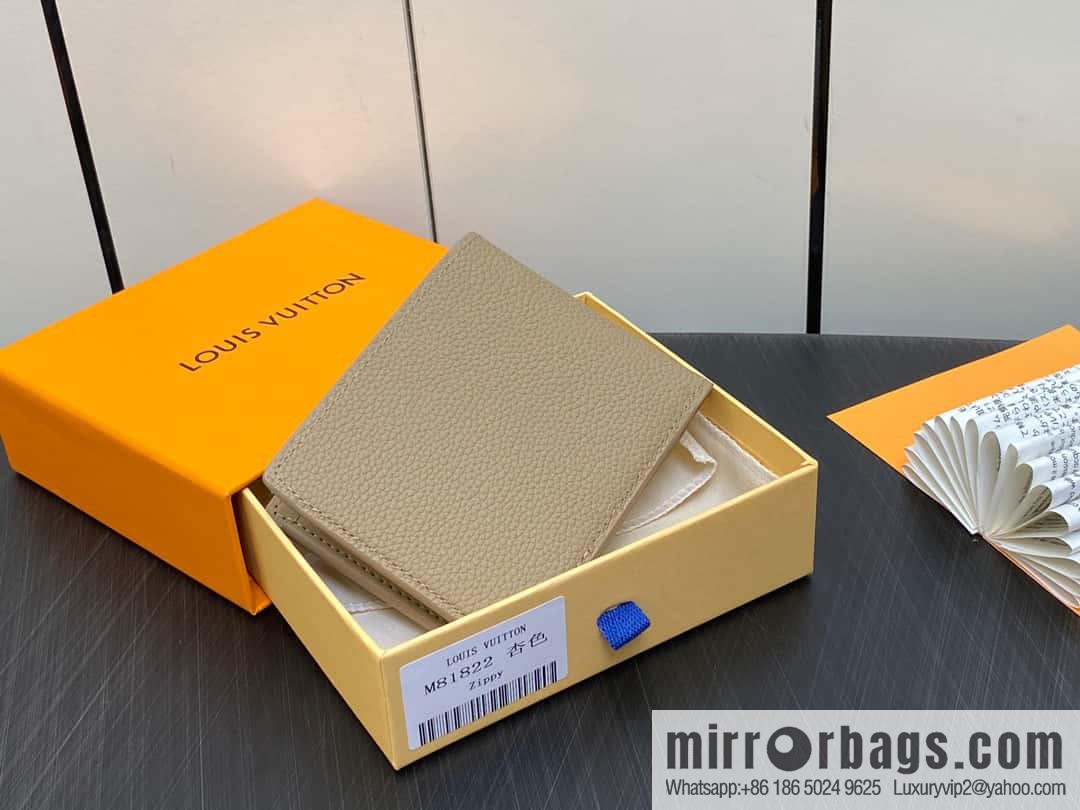 [Boutique‑grade] M81822 apricot, full leather suit wallet series MULTIPLE Aer wallet m81822 69829 apricot LV Aerogram Multiple wallet