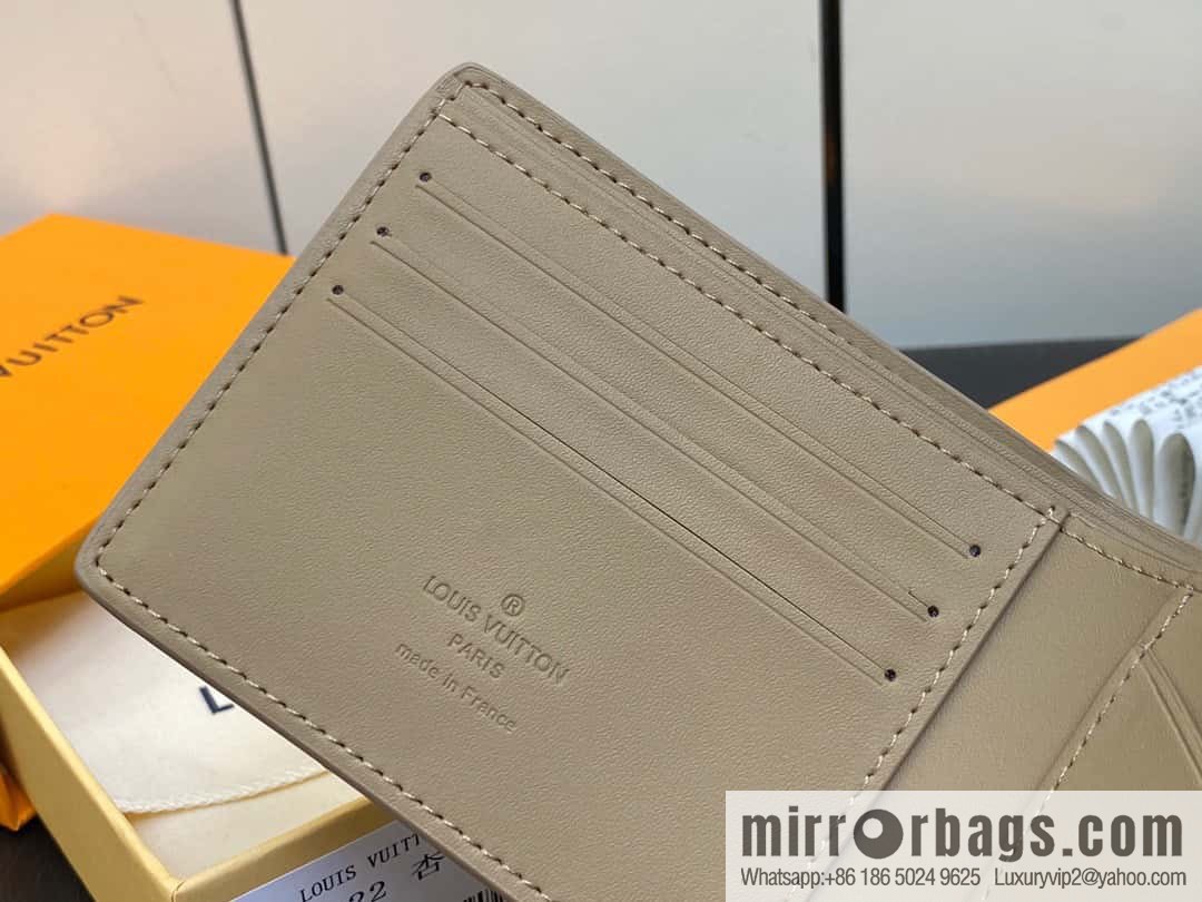 [Boutique‑grade] M81822 apricot, full leather suit wallet series MULTIPLE Aer wallet m81822 69829 apricot LV Aerogram Multiple wallet