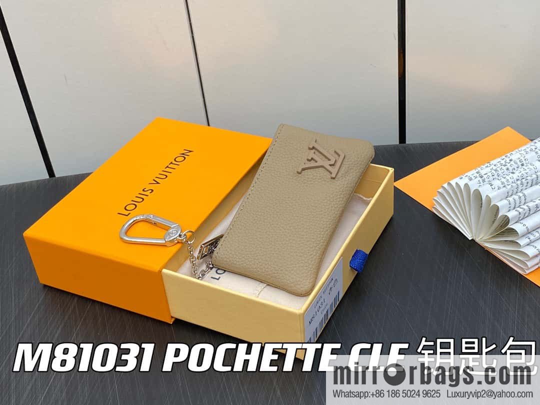 [Boutique‑grade] M81031 apricot, full leather key bag wallet series POCHETTE CLE key bag