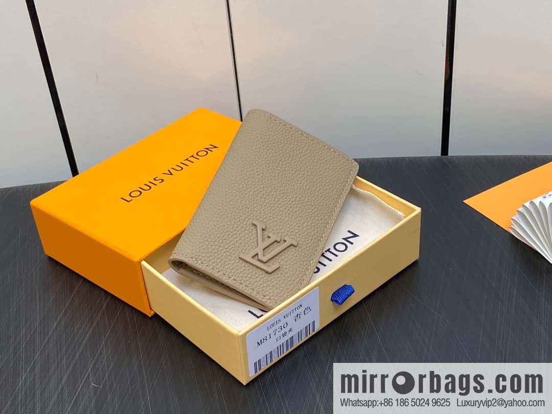 [Boutique‑grade] M81730 apricot, full leather card holder wallet series, pocket Aer wallet M81730 69979 New LV Aerogram pocket wallet