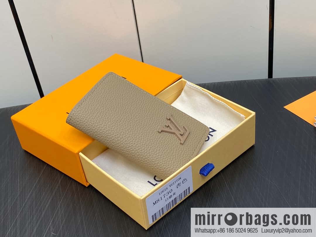 [Boutique‑grade] M81730 apricot, full leather card holder wallet series, pocket Aer wallet M81730 69979 New LV Aerogram pocket wallet