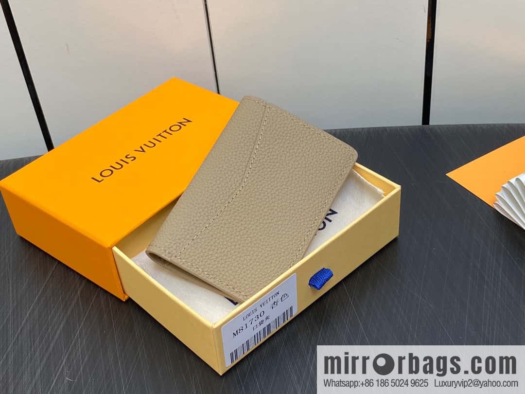 [Boutique‑grade] M81730 apricot, full leather card holder wallet series, pocket Aer wallet M81730 69979 New LV Aerogram pocket wallet