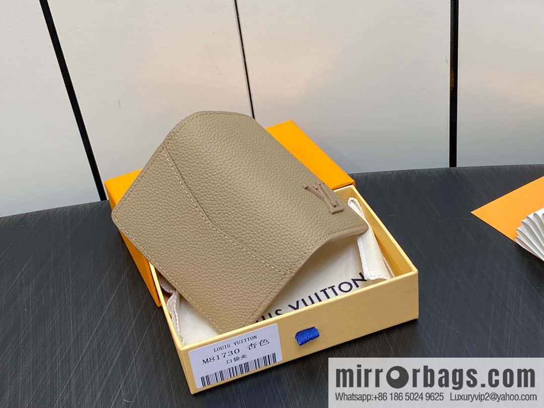 [Boutique‑grade] M81730 apricot, full leather card holder wallet series, pocket Aer wallet M81730 69979 New LV Aerogram pocket wallet