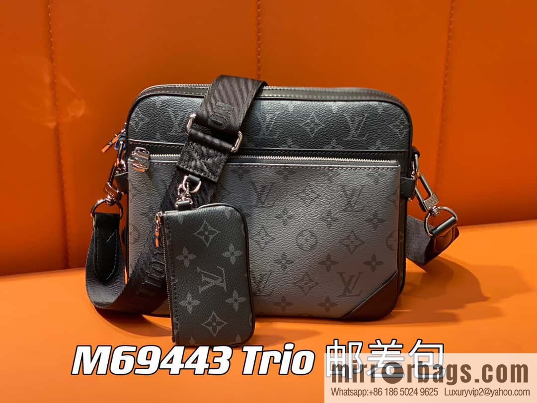 [Boutique‑grade] M69443 black flower, new version, men's bag three-piece messenger bag series Trio messenger bag