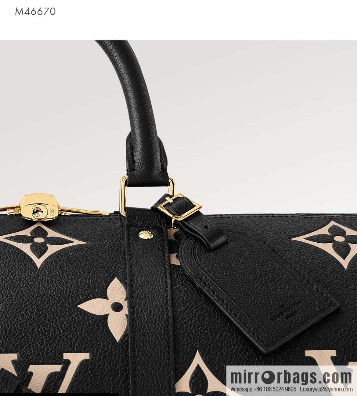 [Premium‑quality] M46670 black full leather embossed silk screen printing travel bag series Keepall Bandoulière 45 travel bag M46670 M46671