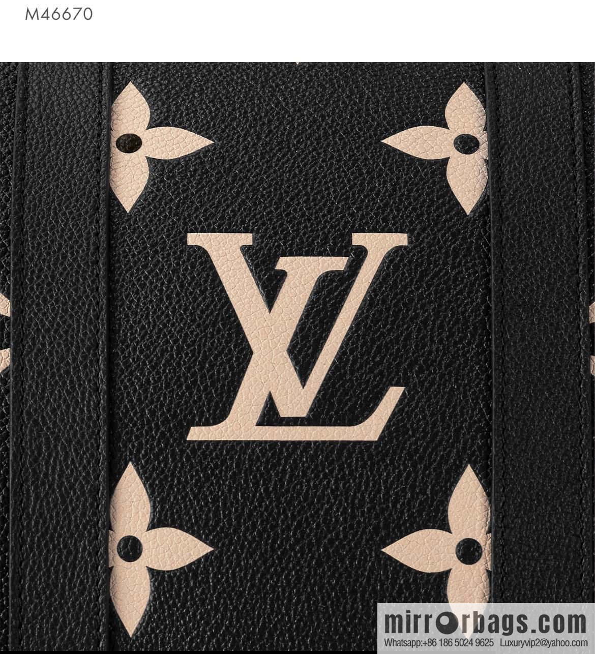 [Premium‑quality] M46670 black full leather embossed silk screen printing travel bag series Keepall Bandoulière 45 travel bag M46670 M46671