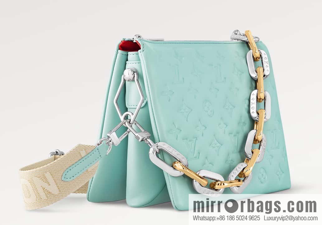 [Boutique‑grade] M22394 blue-green, full leather chain bag series, this Coussin small handbag.