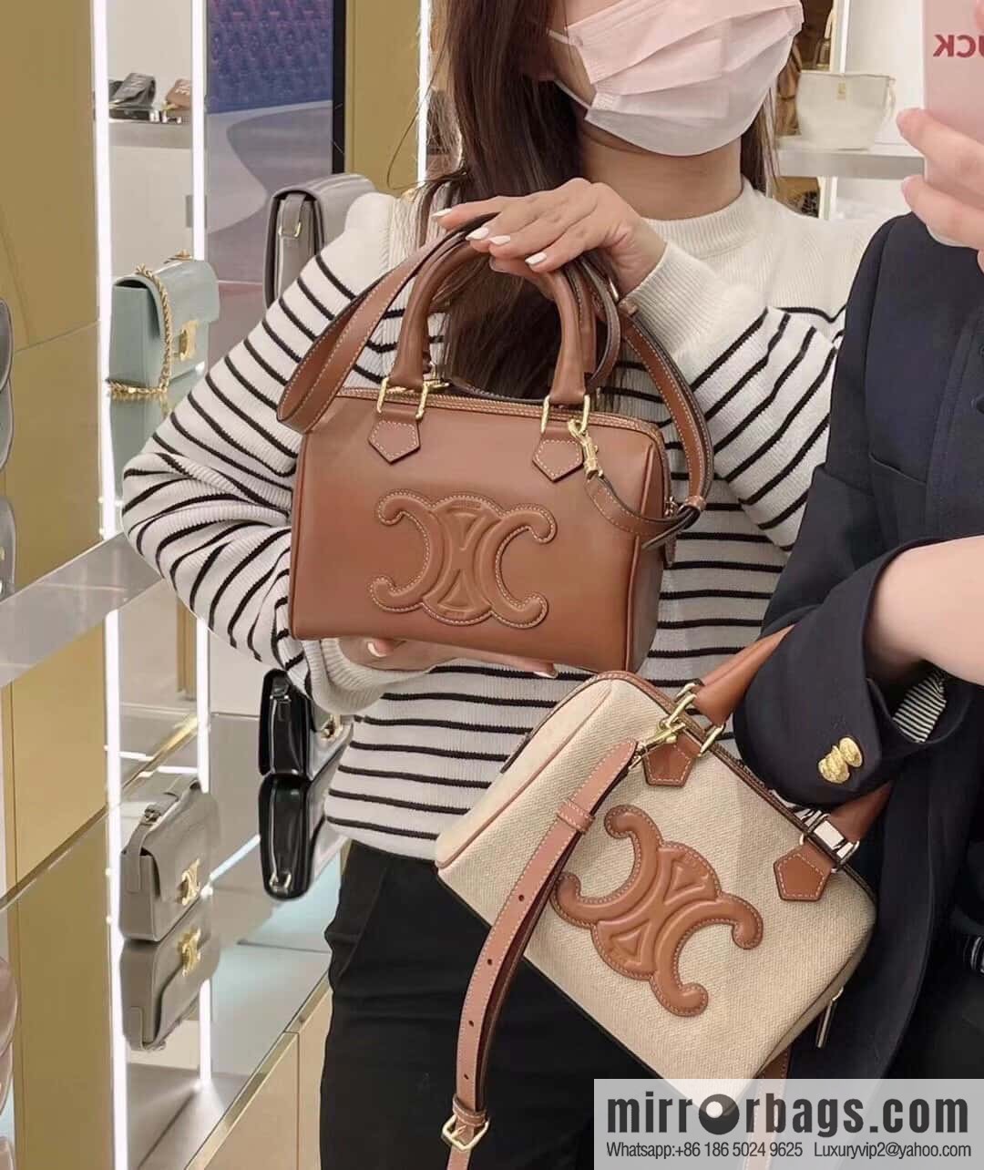 [Premium quality, all-steel hardware γπππππ‘π| small smooth cow leather (fabric) Boston model: 113773