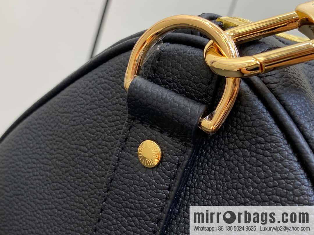 [Premium‑quality] M46670 black full leather embossed silk screen printing travel bag series Keepall Bandoulière 45 travel bag M46670 M46671