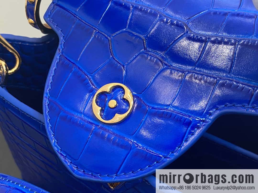 [Boutique‑grade] M48865 blue, crocodile pattern full leather cap that English series Capucines BB handbag