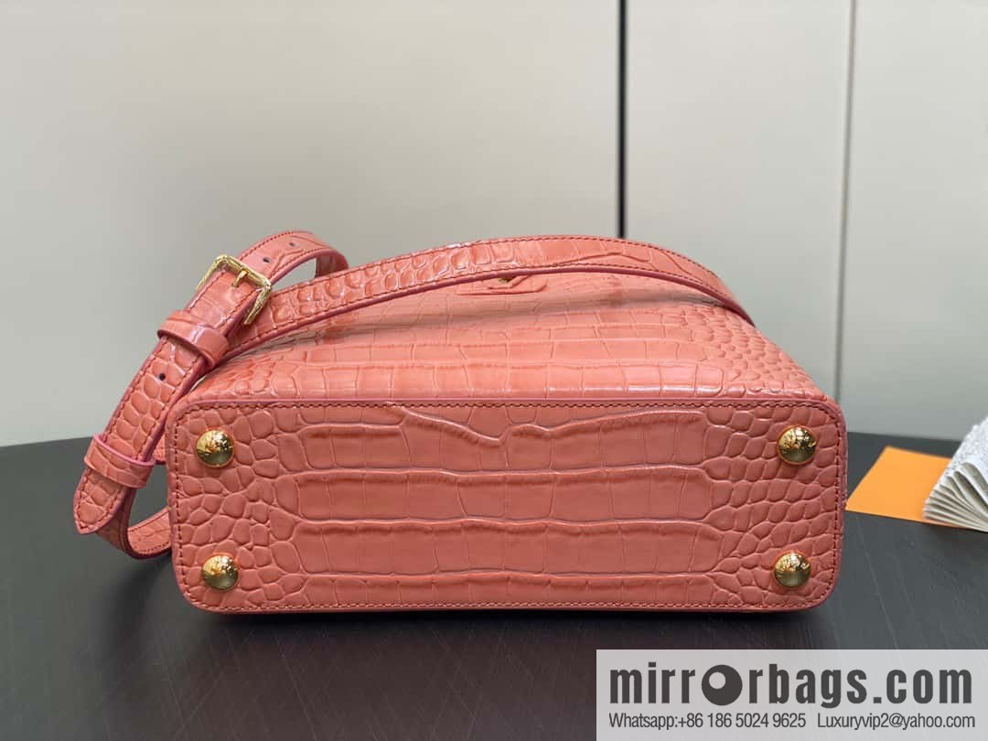 [Boutique‑grade] M48865 orange, crocodile pattern full leather cap that English series Capucines BB handbag
