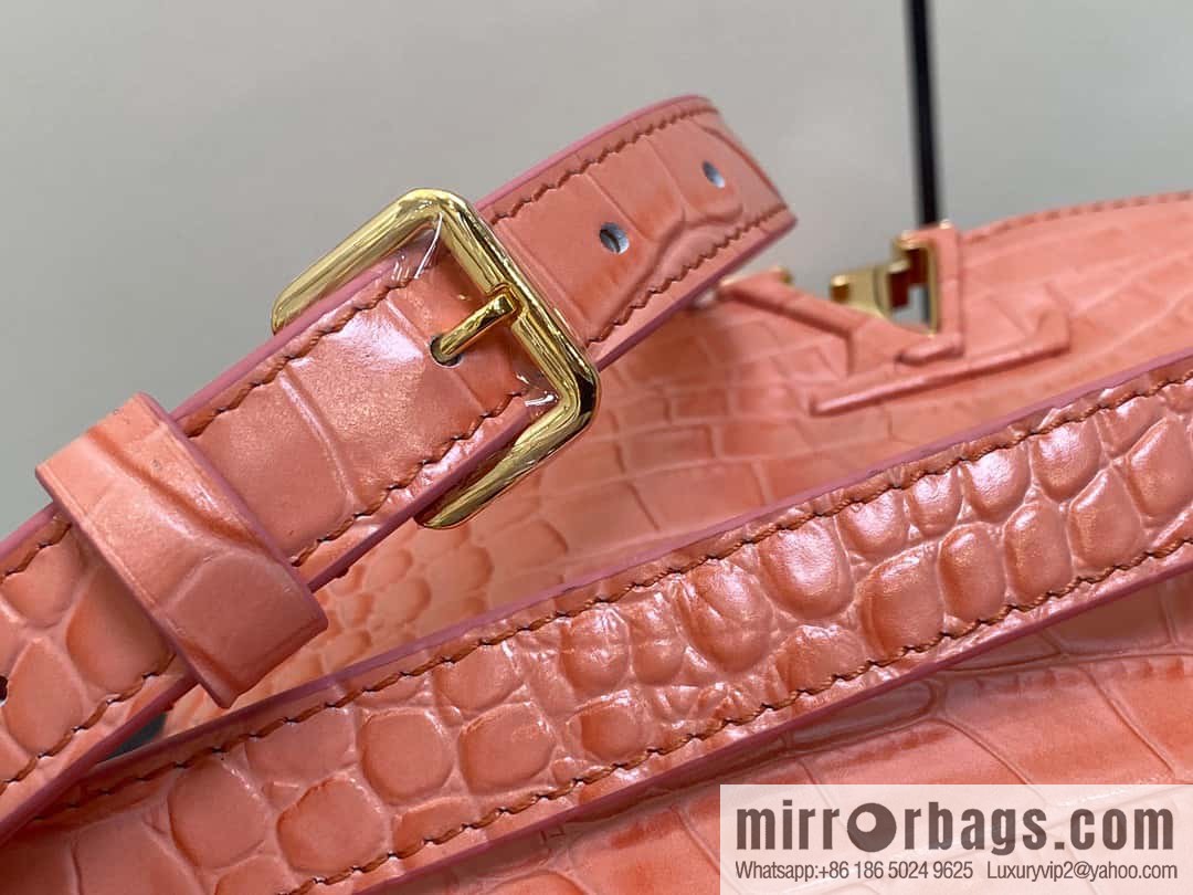 [Boutique‑grade] M48865 orange, crocodile pattern full leather cap that English series Capucines BB handbag